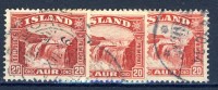 #D1576. Iceland 1931. Michel 151.Shades (x3). Used(o) - Gebraucht