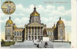 Des Moines IA Iowa, State Capitol Building Architecture, C1910s Vintage Postcard - Des Moines