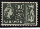 Malaya Used Sarawak 1955, 10c Carving, Art, - Sarawak (...-1963)