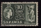 Malaya Used Sarawak 1955, 10c Carving, Art, - Sarawak (...-1963)