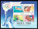 New Zealand Scott #B133a MNH Souvenir Sheet Of 4 Health Stamps - Swimming, Track, Kayak, Equestrian Seoul 1988 - Sommer 1988: Seoul