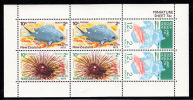 New Zealand Scott #B105a MNH Miniature Sheet Of 6 Health Stamps - Demoiselle Fish, Sea Urchin, Diver And Red Mullet - Diving