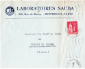Paix N°283 Sur Lettre "laboratoires Sauba" à Montreuil,  Pour Chalon-sur-Saône - 1932-39 Vrede