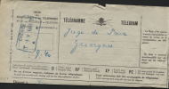 Télégramme Obl. Télégraphique Bleue CHENEE/T.T. 1937 (168) - Telegrams