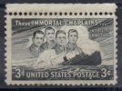 Etats Unis  ; U S A   ; 1948; N° Y : 508  ; N * , ;  "  Ces Immortels  Amôniers "  ; Cote  Y 2008 :  0.40e. - Unused Stamps