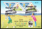 New Zealand Scott #B150b Used Souvenir Sheet Of 4 Health Stamps - Boy Skateboarding, Girl Cycling STAMPEX '95 - Usati