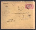 FRANCE 1906 N° 119 (défaut) Obl. S/Lettre Entiére Recommandée Retour - 1900-27 Merson