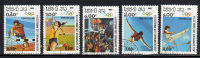 LAOS-Timbres N°448 àt 452- Oblitérés - Ete 1984: Los Angeles