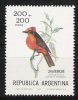 Q861.-.ARGENTINA .-. 1978 .-. MI #: 1350 .-. MNH -  BIRDS / AVES .-. PYROCEPHALUS RUBINEUS RUBINEUS - Neufs