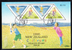 New Zealand Scott #B150a Used Miniature Sheet Of 4 Health Stamps - Boy Skateboarding, Girl Cycling - Gebruikt