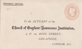 6045# BREAT BRITAIN ENTIRE VICTORIA CHURCH OF ENGLAND ASSURANCE INSTITUTION LONDON COVER - Stamped Stationery, Airletters & Aerogrammes