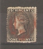 ST VINCENT - VICTORIA 1d BLACK USED (RED CANCEL, SOME FAULTS) - St.Vincent (...-1979)