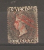 ST VINCENT - 1875 VICTORIA 1d GREYISH-BLACK USED (RED CANCEL) - St.Vincent (...-1979)