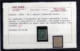 ITALIA REGNO 1879 UMBERTO I 25 CENTESIMI MNH CERTIFICATO - Mint/hinged