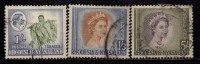 Rhodesia & Nysaland Used 1954, 3v QE, Including 5's - Rhodésie & Nyasaland (1954-1963)