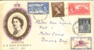 1953 FDC New Zealand Queen Elizabeth 11 Coronation Set Of 5 25th May 1953  Addressed Official FDC - FDC