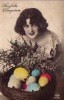 RPPC REAL PHOTO POSTCARD BEAUTIFUL LADY EASTER ** JOLIE FEMME PAQUES - Easter