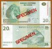 CONGO DEMOCRATIC REPUBLIC:  20 Francs 2003  UNC  *SPECIMEN * P-94As, UNC   / LION´S HEAD - Sin Clasificación