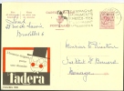 Carte Postale 2 Fr (pub Tadera FR) De Bruxelles Vers Manage En 1964 (cachet Avec Flamme UNESCO 1964) - Postcards 1951-..