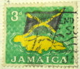 Jamaica 1964 Map Of Jamaica And Flag 3d - Used - Jamaica (1962-...)