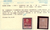 OLTRE GIUBA 1925 1966 GIUBILEO DEL RE CENT. 60c DENT 13 1/2 PERF  MH CERTIFICATO - Oltre Giuba