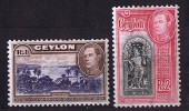 George VI Definitive High Values : 1 And 2 Rupees  SG 395, 396 Mint Light Hinge - Ceylon (...-1947)