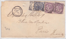 1884 (DATE à L'ENVERS) - ENVELOPPE De BARROW IN FURNESS Pour La FRANCE - AMBULANT CALAIS à PARIS 2° - Lettres & Documents