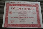 Mine Explosifs Minelite Société Anonyme Française Paris XV Octobre 1928—Scripophilie-Titre-Action Jouissance Au Po - Mines