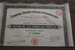 Comptoir Franco-anglais D'exportation-Paris Le 5 Avril 1919 Scripophilie-Titre-Action 100 Fr. Porteur - Turismo