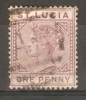 ST LUCIA - 1883 VICTORIA 1d CARMINE-ROSE USED   SG 32 - Ste Lucie (...-1978)