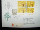 BERN SUISSE RECOMMANDE BLOC DE 4 VIERERBLOCK 1962 TAXE GERBES  EUROPA CEPT CONSEIL DE L´EUROPE ARBRE TREE BAUM - 1962