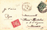 MONACO - 1916 - CARTE POSTALE De CUNEO (ITALIE) Pour MONACO Avec RARE TAXE - Postmarks