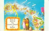 Kauai Island HI Hawaii, Map Shows Garden Island Kauai On C1980s Vintage Postcard - Kauai