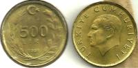 TURKEY 500 LIRA LEAVES FRONT MAN HEAD BACK 1991 EF KM989 READ DESCRIPTION CAREFULLY !!! - Türkei