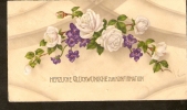 5k. Communion Old Postcard - Herzliche Glückwünsche Zur Konfirmation - Flowers Violet Pansy Roses - 1934 - Kommunion