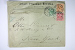 Deutsche Reich Cover 1895, Breslau To New York, Misch Frankatur  5 + 10 + 25 Pf., Fragile - Cartas & Documentos