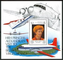 1989 British Virgin Island Visita Di S.A.R. Principessa Alexandra Aerei Aircraft Avions Block MNH** C50 - British Virgin Islands