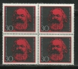 Germany Alemanha Deutschland 1968 Karl Max  Block Of 4 MNH - Karl Marx