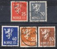 Serie Básica Leon Y Hacha, Noruega 1947. Yvert Num 289-292 º - Usados