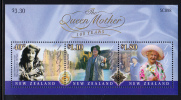 New Zealand Scott #1665a MNH Souvenir Sheet Of 3 The Queen Mother 100 Years - Unused Stamps