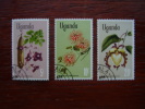 UGANDA 1969 FLOWERS Definitives THREE TOP VALUES VFU. - Ouganda (1962-...)