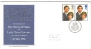 1981 Royal Wedding Charles & Diana FDI 22nd July 1981 Typed Address To New Zealand - 1981-1990 Decimal Issues
