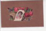 DECOUPIS 1900 / JOLI PANIER FEMME  ROSES   /     NON COLLE / N°1 / - Flowers