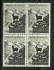 Italy Italia 1967 Animals Fauna National Parks Brown Bear Red Deer Alpine Ibex Oak And Deer  Block Of 4 MNH W Serir Of 4 - Bären