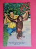 Chan The Orangutang With His Boss At The Monkey Jungle  1957 Cancel Miami Fl   Linen---------- Ref   413 - Miami