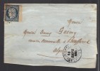 FRANCE N° 4 B Obl. B De F (défaut) S/Lettre Entiére - 1849-1850 Cérès