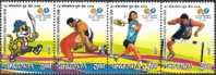 Badminton, Wrestling, Athletics,  Tiger, Emblem, Mascot, Commonwealth Games, India,setenant Strip, Big Cat, Wild Animal - Badminton