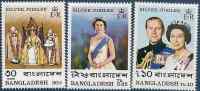 1977 BANGLADESH 94-96** Reine Elisabeth II, Noce D´argent - Bangladesch