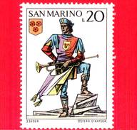 SAN MARINO - Usato - 1973 - Balestrieri - 20 L. • Trombettiere E Stemma Fiorentino - Oblitérés