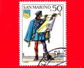 SAN MARINO - 1973 - Usato - Balestrieri - 50 L. • Trombettiere E Stemma Della Torre Guaita - Usados